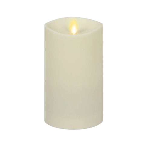 Outdoor Flameless LED Ivory Candle With Melted Edge, 3.75 x 7 Inches, Real Moving Flame, Weather Resistant, Closeup