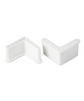 White Plastic End Caps For L Shaped Angle Iron Floor Protectors For Metal Shelving And Workbenches, set of two, no slip design