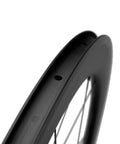 Close-up of Carbon Wheelset 60mm Depth 25mm Width 700c Clincher Road Wheels With Toray T700 Carbon Fiber 3K Matte Finish