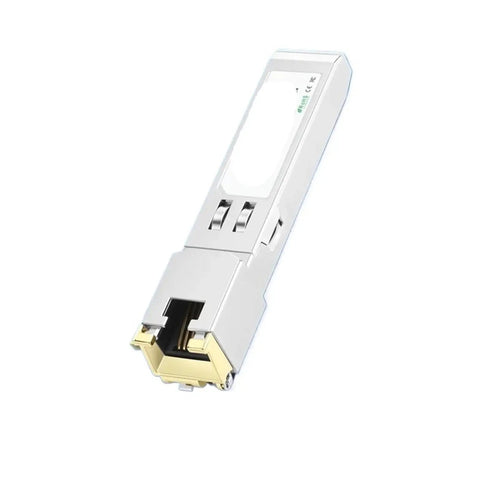 Easy Plug And Play SFP Copper Module With RJ45 Port For 100M Fiber Optic Transceiver In Your Ethernet Switch, 2.5G Ready, One Pack, Solid Dope Build For Fast Reliable Networking, white metal adapter