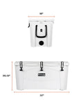 Heavy Duty 100 Qt Hard Side Cooler With Two Inch Foam Core Keeps Gear Ice Cold Through Any Adventure Made In Usa dimensions and design.