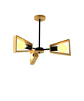 Slick Modern Metal Five Light Ceiling Pendant With E27 Socket Bulb Compatibility For Living Spaces And Dining Areas, showcasing black and wood design.