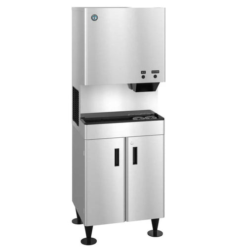 Heavy-Duty Commercial Nugget Ice Maker, Air Cooled Stainless Steel Exterior, countertop model with double doors.