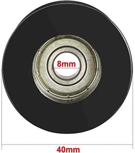 Heavy Duty 8mm Bore Deep V Groove Guide Bearing Pulley And Linear Rail Ball Wheel Featuring Kickass Nylon Rollers For No Sweat Tracking On Shop Tools And Machinery, 40mm diameter with 8mm bore.