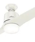 Leiva Indoor Ceiling Fan With LED Light And Remote Control Dope White Glass Cover Multi Speed Whisper Wind Reversible Motor