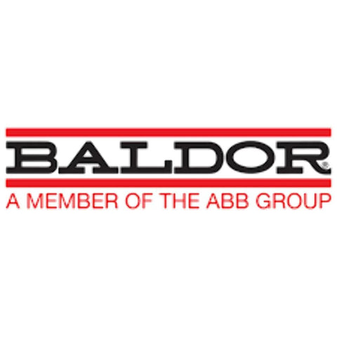 Baldor logo with "A Member of the ABB Group" tagline, associated with 0.75 HP AC electric motor 1725 RPM 3-Phase 60 Hz 56C TEFC F1 foot mount