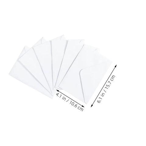 Bulk White B6 Card Envelopes 50 Pack Self Sealing 15.7 X 10.6 Cm showing thick paper and dimensions