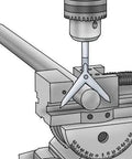 Installed round bar center finder with 3/8 inch steel shank on milling machine, precision centering gauge