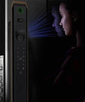 Level Up Your Home Security With This Fully Automatic Fingerprint Lock And Bright Display Made For Wooden Doors, showing face scanning feature.