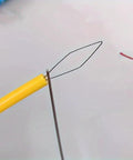 Close-up of 5 Piece Needle Threading Tool Set For Sewing Beading And Crafting Easy Threading Guides To Help Thread Through Needle Eyes