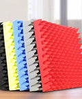 Heavy Duty Egg Crate Foam Acoustic Panels For Upright Piano Soundproofing And Rec Room Noise Dampening Slick Black Mat Sets, colorful textures.