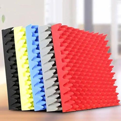 Heavy Duty Egg Crate Foam Acoustic Panels For Upright Piano Soundproofing And Rec Room Noise Dampening Slick Black Mat Sets, colorful textures.