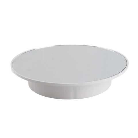 This Badass 360 Degree Electric Rotating Display Turntable Slams With 8Kg Load Capacity And Three Adjustable Speeds For Video And Photography, Totally Perfect For Showcasing Any Product In A Mirror Finish, white round turntable.