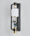 Slick Contemporary Wall Sconce With A Heavy Duty Black Iron Bracket And Clear Glass Shade For Pure Indoor Outdoor Vibes mounted on wall with decorative animal design.
