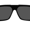 Floating Eyewear Mega Bomb Polarized Safety Sunglasses in matte black frame with smoke lens, rear profile view, foam cushioned.
