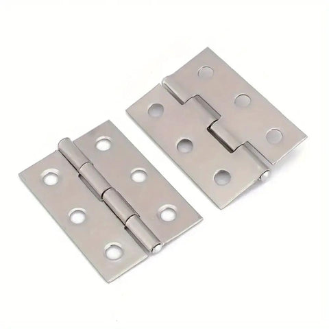 Heavy Duty Stainless Steel Flat Hinges With A Slick Silver Finish 20 Pack easy install screw mount for cabinets.