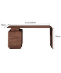 Kickass Executive Desk With Three Smooth Drawers And Raised Monitor Stand Perfect For Your Prime Home Office Or Gaming Rig In Rich Black Walnut Wood Finish 143 Cm Wide, showing dimensions.