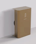 Heavy Duty Stainless Steel Fire Extinguisher Cabinet Built Different For Indoor Outdoor Wall Mount Gold Coating on wall.