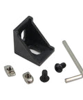 Black 3030 Right Angle Corner Brackets Kit With M6 Screws And T Nuts For 3030 Aluminum Extrusion 8mm Profile, showing bracket and tools.