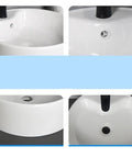 Top view of USZWBY Vessel Sinks Bathroom Sink Simple Single Basin Toilet Ceramic Above Counter with center drain.