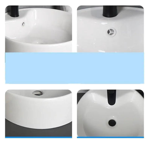 Top view of USZWBY Vessel Sinks Bathroom Sink Simple Single Basin Toilet Ceramic Above Counter with center drain.