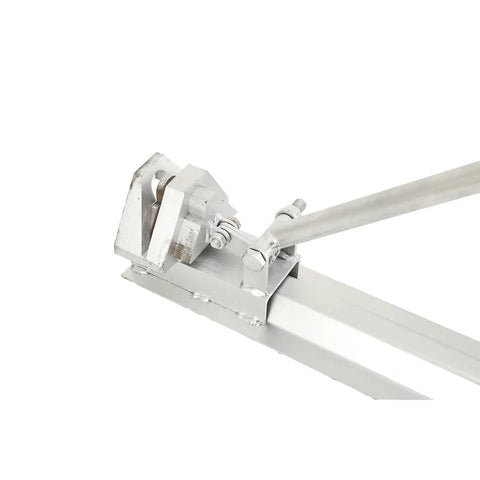 Close-up of Manual Ridge Tile And Roof Panel Cutter For Metal Roofing with steel blade and guide mechanism
