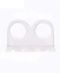 10 Pack Ultrasonic Sensor Mounting Bracket For HC-SR04 Distance Sensor For Smart Car Projects Acrylic Mounting Bracket With Red Or Blue Finish Durable Construction For Stable Mounting And Easy Install Budget Friendly And Reliable, front view of clear acrylic bracket with dual circular openings