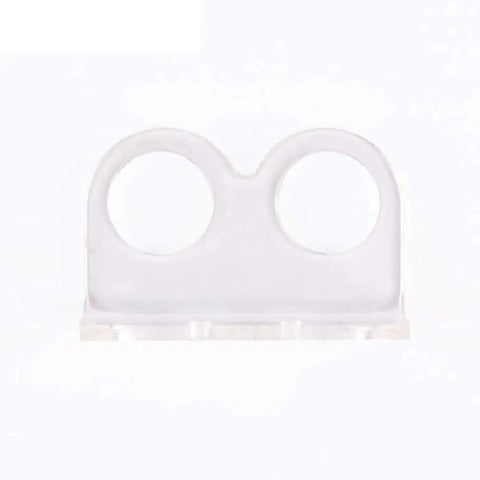 10 Pack Ultrasonic Sensor Mounting Bracket For HC-SR04 Distance Sensor For Smart Car Projects Acrylic Mounting Bracket With Red Or Blue Finish Durable Construction For Stable Mounting And Easy Install Budget Friendly And Reliable, front view of clear acrylic bracket with dual circular openings