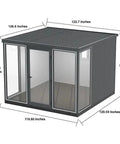 Straight Up Game Changing Ten By Ten Feet Insulated Steel Sunroom With Pufa Foam Walls And Tempered Glass dimensions and design showcased.