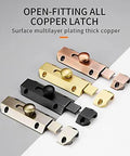 Genuine Solid Copper Door Slide Latch And Heavy Duty Barrel Bolt Lock For Home Gate Security Rock Solid Built Tough Surface Mounted Bathroom Privacy Latch With Rust Proof Coating, assorted colors and sizes displayed.