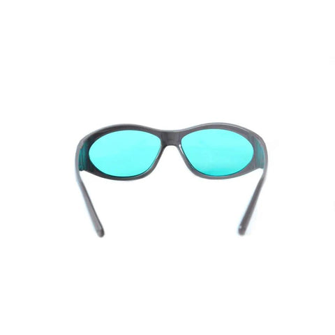 Heavy Duty Red Laser Safety Glasses With OD4 Plus Rating For 600 To 700Nm Ranges Delivering Fifty Percent Light Transmittance and Kickass Photonic Optics Rigged Tough For Active Job Sites, front view.