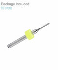 Pro Grade Tungsten Carbide PCB Drill Bits Set Of Ten With One Eighth Inch Shank And One Millimeter Cutting Edge For CNC Drilling