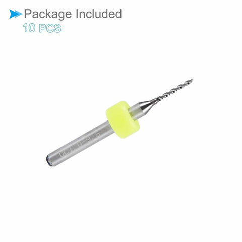 Pro Grade Tungsten Carbide PCB Drill Bits Set Of Ten With One Eighth Inch Shank And One Millimeter Cutting Edge For CNC Drilling