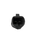 Front view of black two-pin automotive electrical connector.