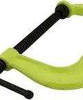 Hi-Vis C Clamp With 12 1 Quarter Inch Opening, 6 1 Quarter Inch Throat, 9300 Lbs Clamping Force, Heavy Duty Drop-Forged, Powder-Coated Finish, OSHA Safety Yellow, Durable Spindle, Model 412-SF, side view.