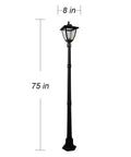 Dope 74 Inch Solar Powered Lamp Post With High Low Brightness LED Exterior Light For Garden Pathway Or Yard