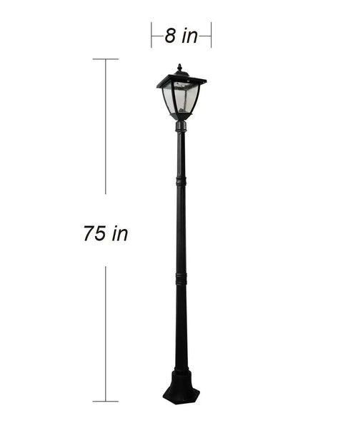 Dope 74 Inch Solar Powered Lamp Post With High Low Brightness LED Exterior Light For Garden Pathway Or Yard
