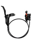 Shimano hydraulic disc brake set with black lever, caliper and hose for bicycle