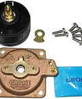 Grohsafe Valve Cover With Trim Set Chrome Finish For Modern Bathrooms kit with bronze valve cap, screws, and trim accessory parts.