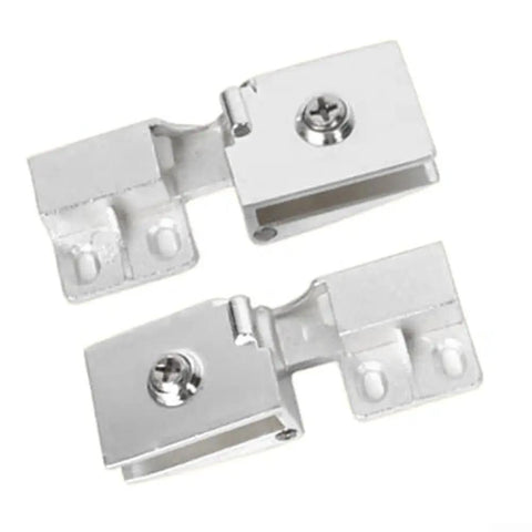 Heavy Duty Frameless Glass Door Hinges For 6mm Cabinets Showers And Bookshelves With TPE Washers Rustproof Galvanized Alloy Silver hardware.