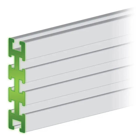 12 Inch 6061 T6 Anodized Aluminum T-Track With 8 Tight Slots For Killer Mounting Flexibility On Your Shop Rig Featuring Badass Strength For Your Build Accepts Nuts Bolts Stoppers Perfect For Router Tables Jigs Made In Usa, showing profile and slots.