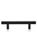 Matte Black 6 Inch Cabinet Pulls Set of 10, Square Stainless Steel Kitchen Drawer Handles, front view showing design