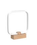 Wood Table Lamp With 3 Color Temperatures Dimmable LED Lighting Bedside Night Light With Square Frame And Wooden Base