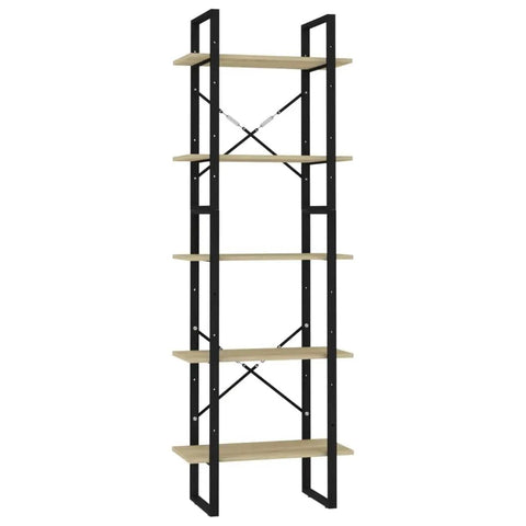 Industrial Style Dope Wall Mounted Book Cabinet With Adjustable Shelves In White Engineered Wood And Metal, 5 Tier Contemporary Storage Furniture.