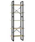 Five-Tier Sonoma Oak Book Cabinet with metal frame, 23.6" wide, modern industrial shelf unit for books and decor.