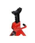 Close-up view of Reliable 2 Ton Automotive Jack Stands with Impressive 4,000 Lbs Capacity, showing heavy duty steel frame and adjustable height.