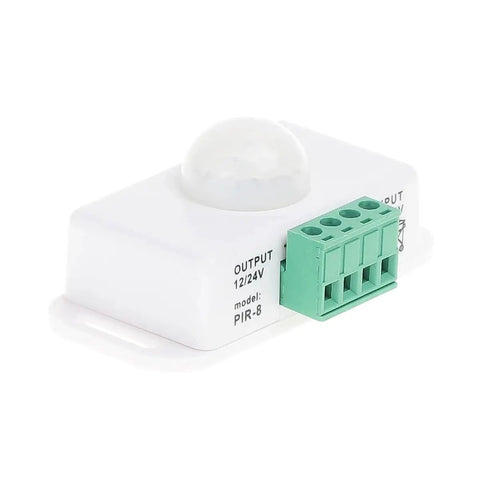 Infrared Motion Sensor Switch 12V 24V PIR Detector For Auto Light Module With Adjustable Sensitivity And Delay 6A 8A on white plastic