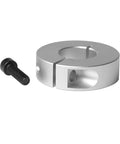Front view of Sinoblu aluminum shaft collars, 8mm bore, 30mm outer diameter, 10mm thick, with M4 set screws; pack of 4