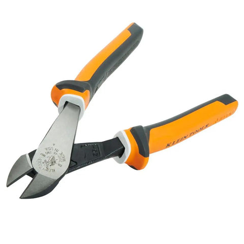 Insulated Diagonal Cutting Pliers 8 Inch, 1000V Rated, VDE Certified, Angled Head, Pro Grade Wire Cutter For ACSR And Nails, White Warning Layer Shows Insulation Health, Made In USA