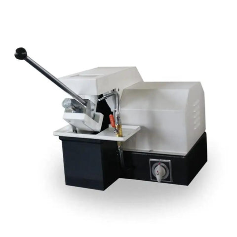 Professional Steel Pipe Cutter And Metallographic Sectioning Machine For Laboratory Precision Cutting Of Hard Alloy Bars And Round Tube Stocks Built For The Daily Grind with lever and motor features.